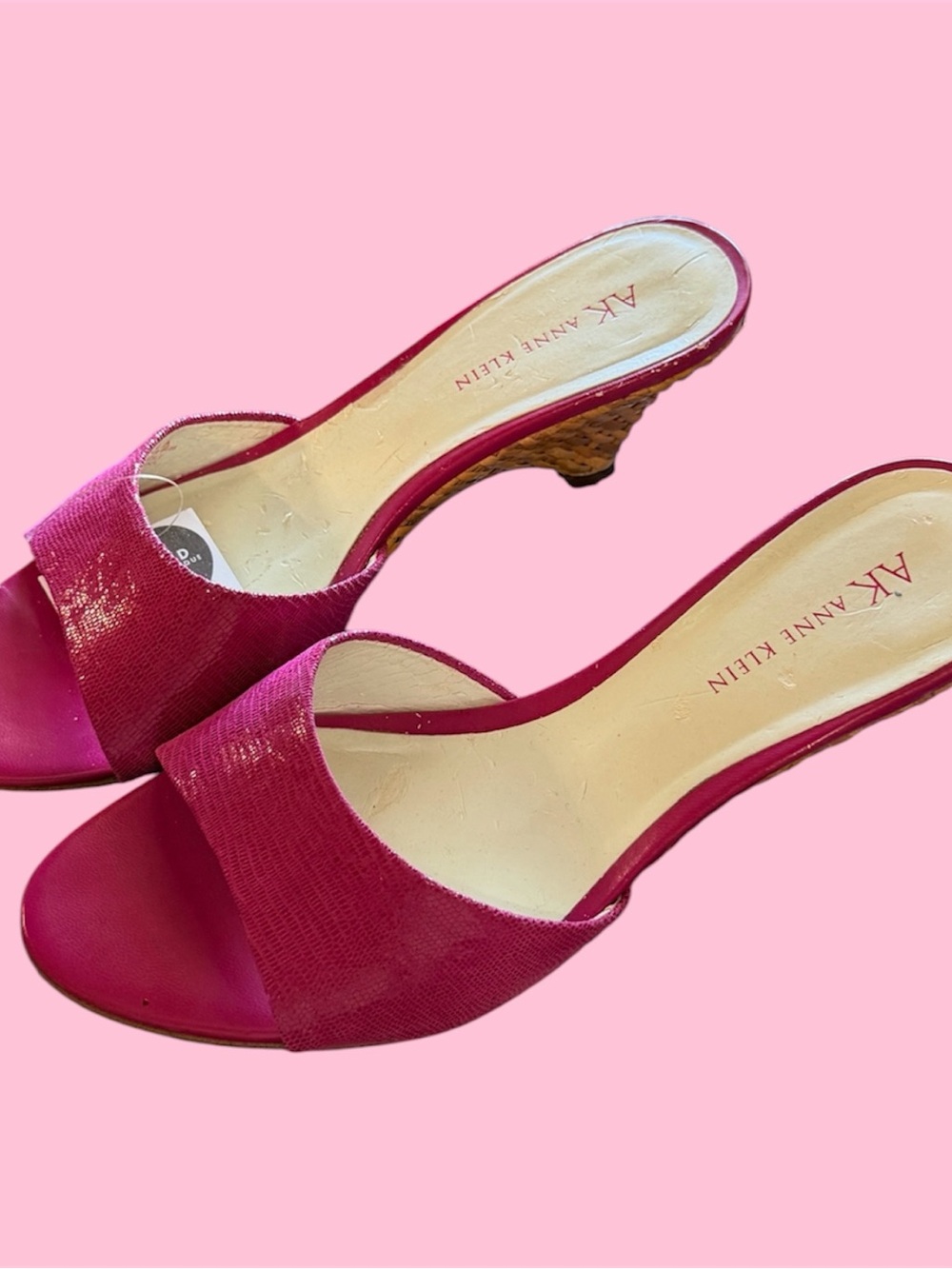 Anne Klein Fuchsia Open-Toe Wedge Mules